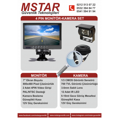 4PIN Monitör-Kamera Set 4PIN Monitör-Kamera Set